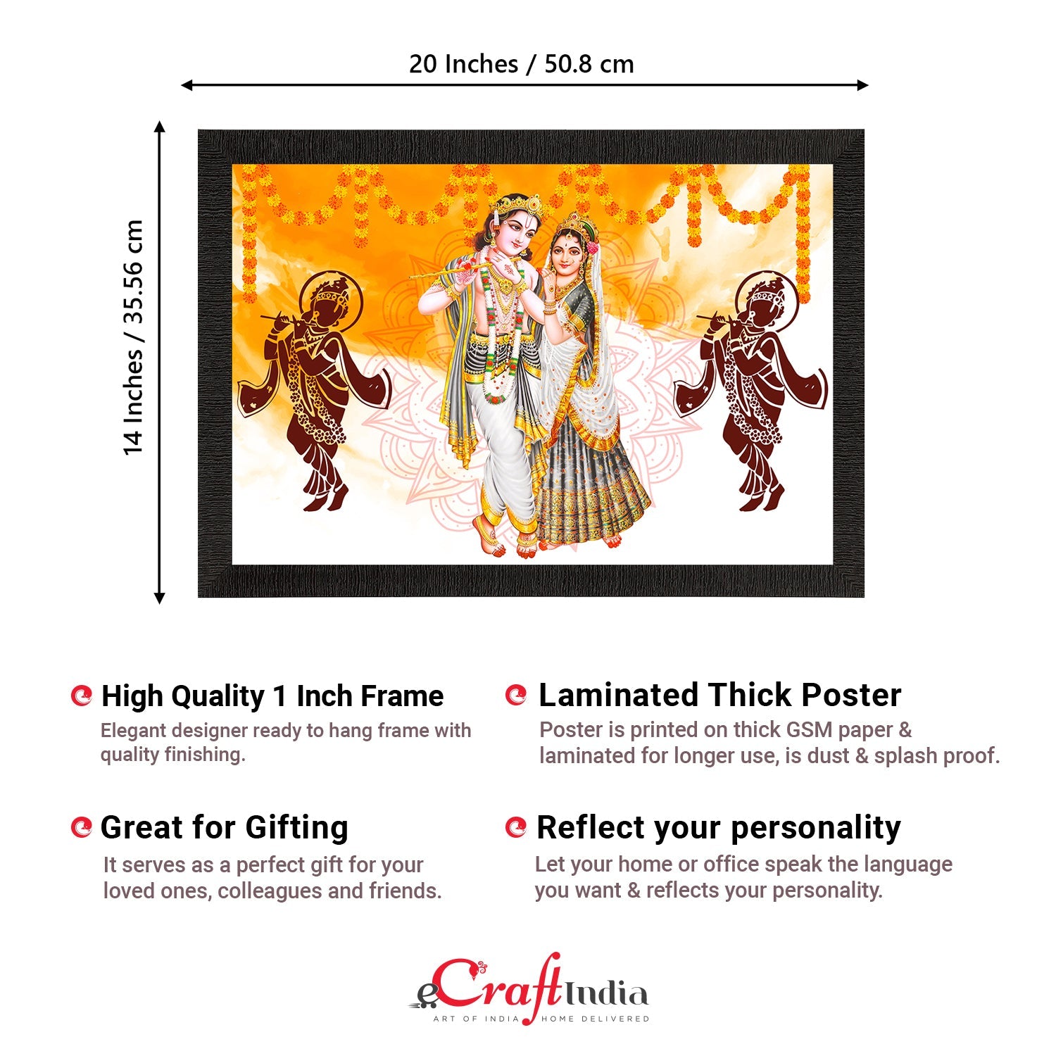Radha Krishna Painting Digital Printed Religious Wall Art Kafalo