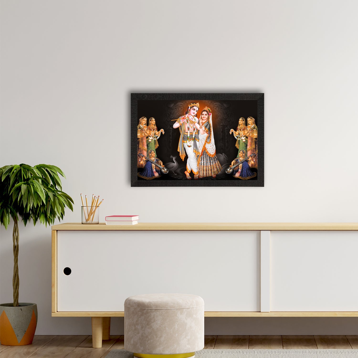 Lord Krishna Satin Matt Texture UV Art Painting Kafalo