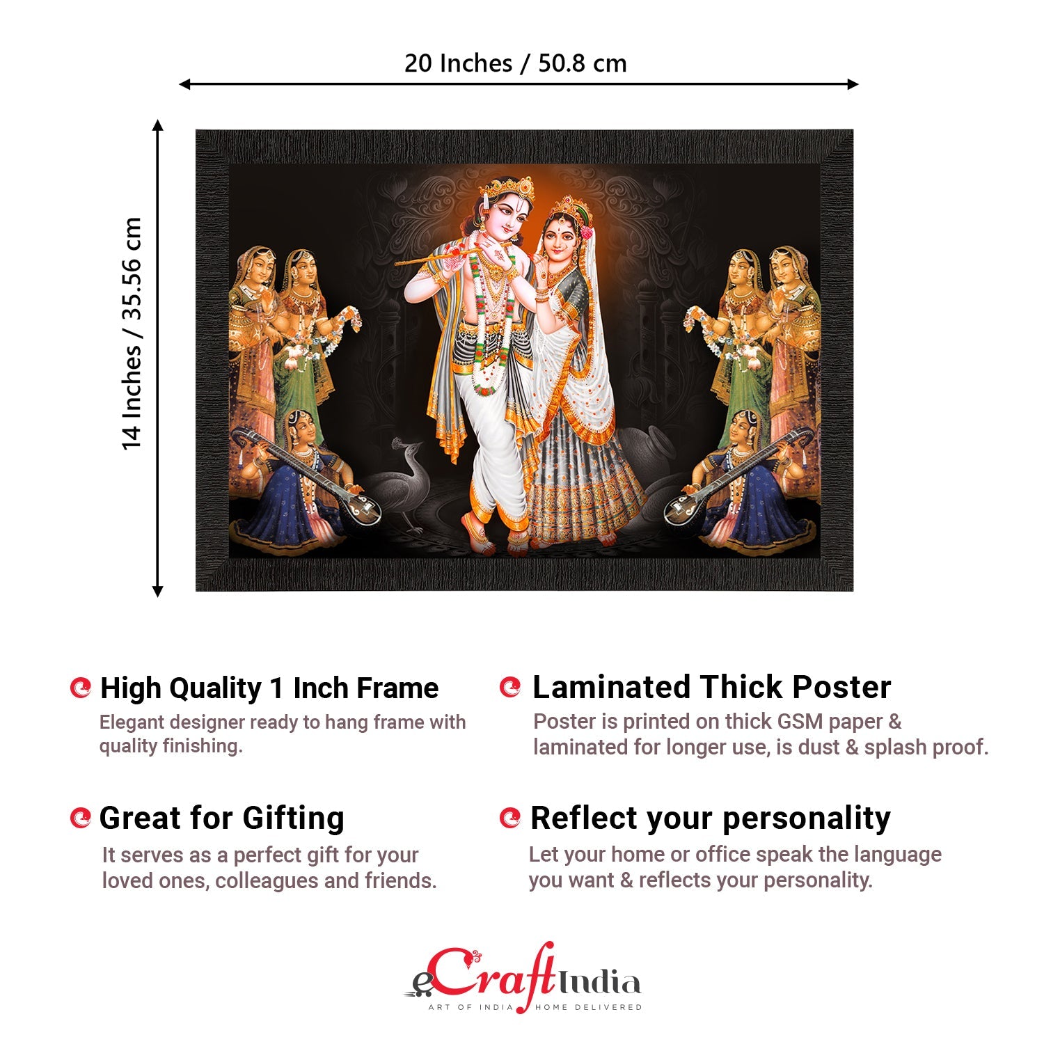 Lord Krishna Satin Matt Texture UV Art Painting Kafalo