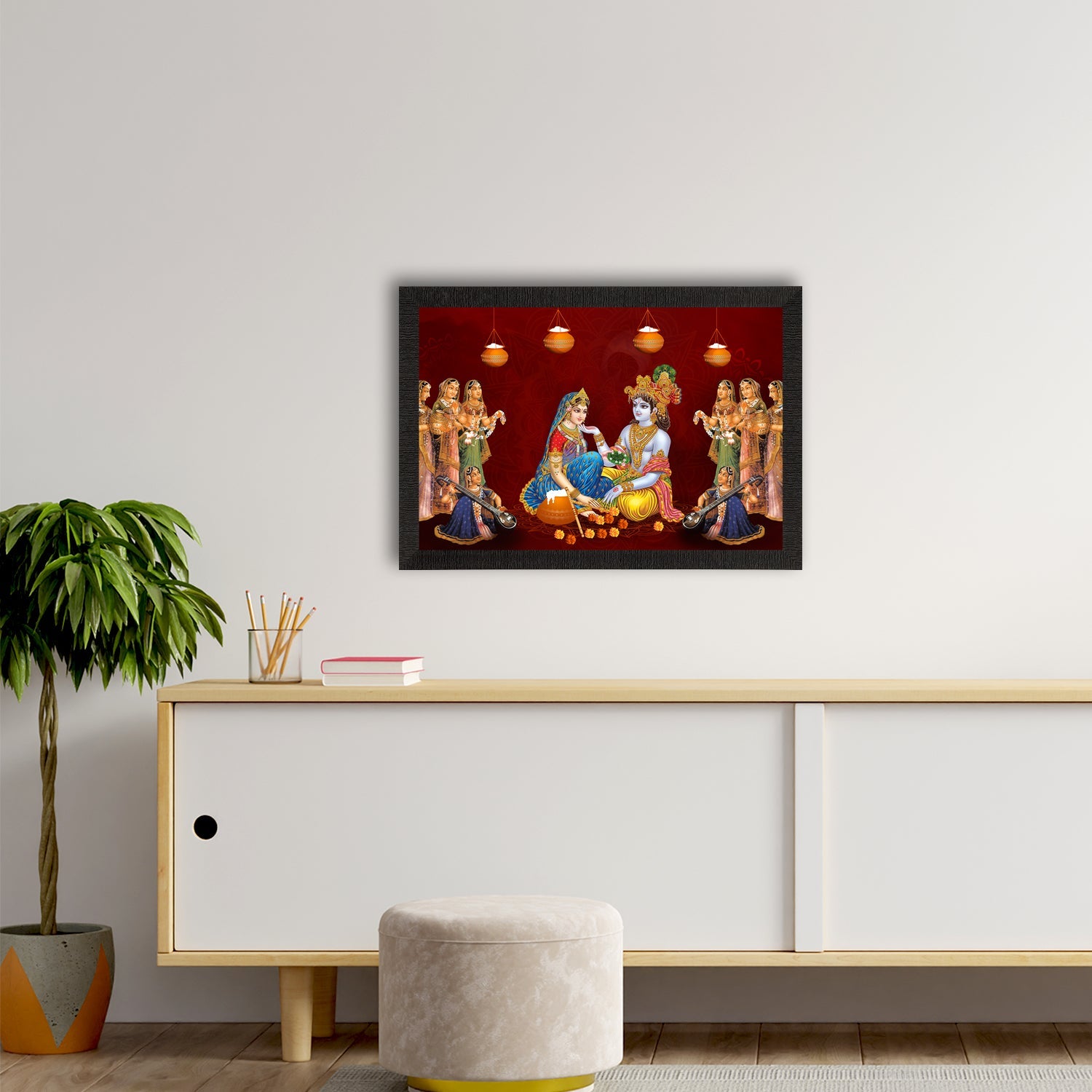 Lord Krishna Satin Matt Texture UV Art Painting Kafalo