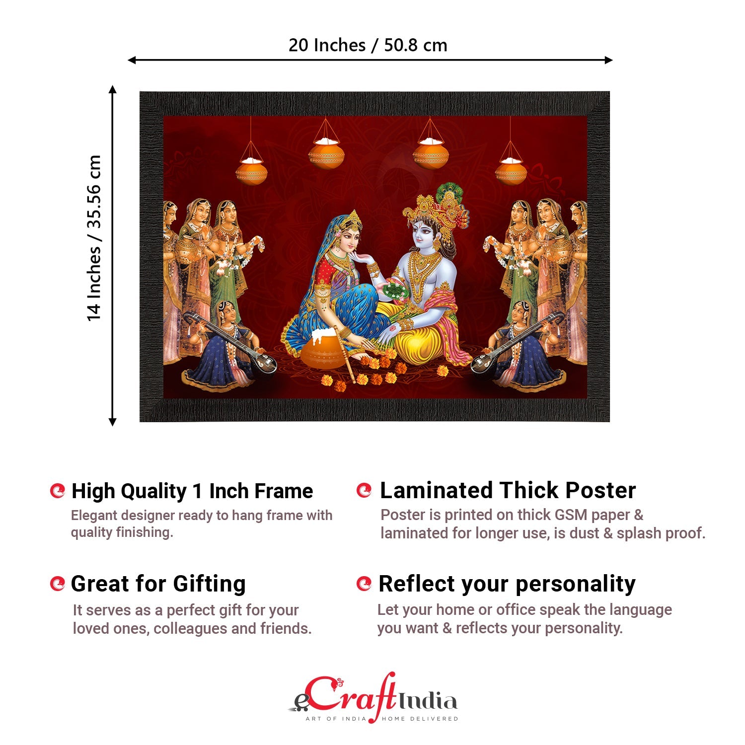 Lord Krishna Satin Matt Texture UV Art Painting Kafalo