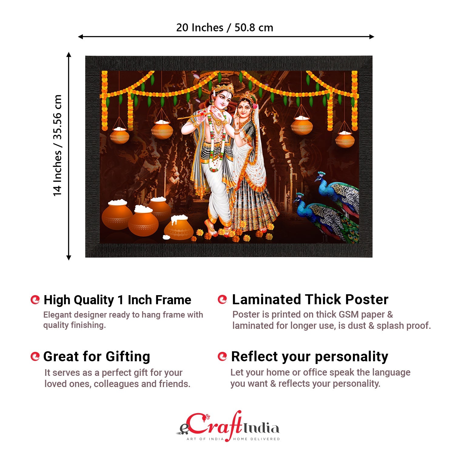 Lord Krishna Satin Matt Texture UV Art Painting Kafalo