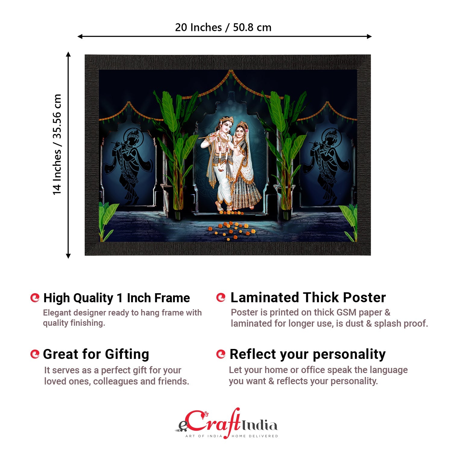 Radha Krishna Painting Digital Printed Religious Wall Art Kafalo