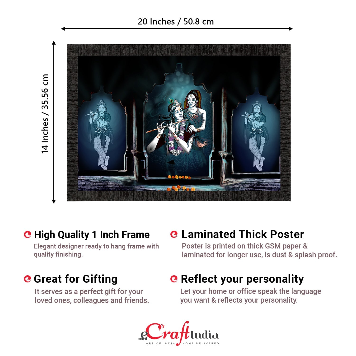Radha Krishna Painting Digital Printed Religious Wall Art Kafalo