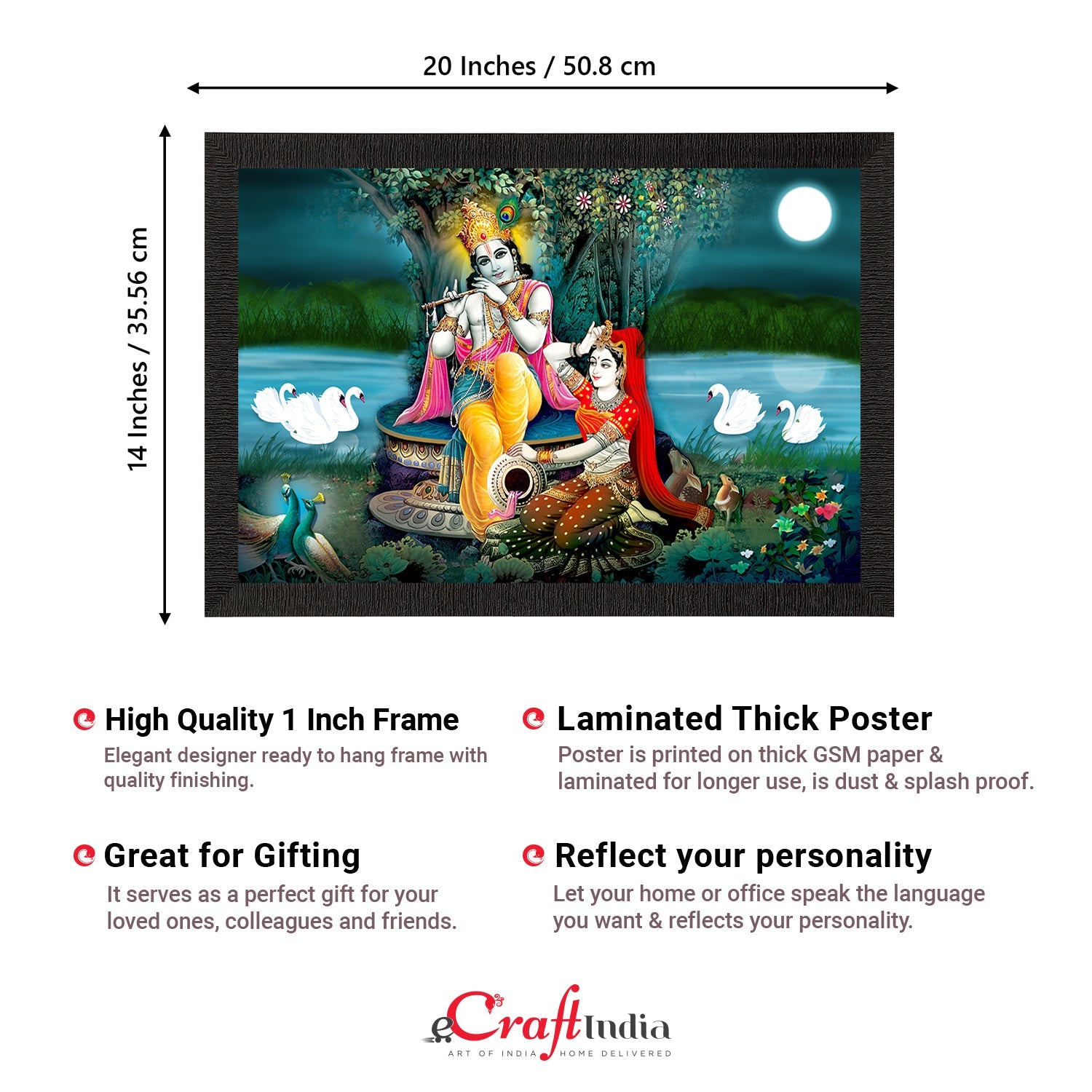 Lord Krishna Satin Matt Texture UV Art Painting Kafalo