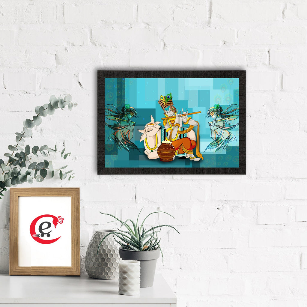 Lord Krishna Satin Matt Texture UV Art Painting Kafalo
