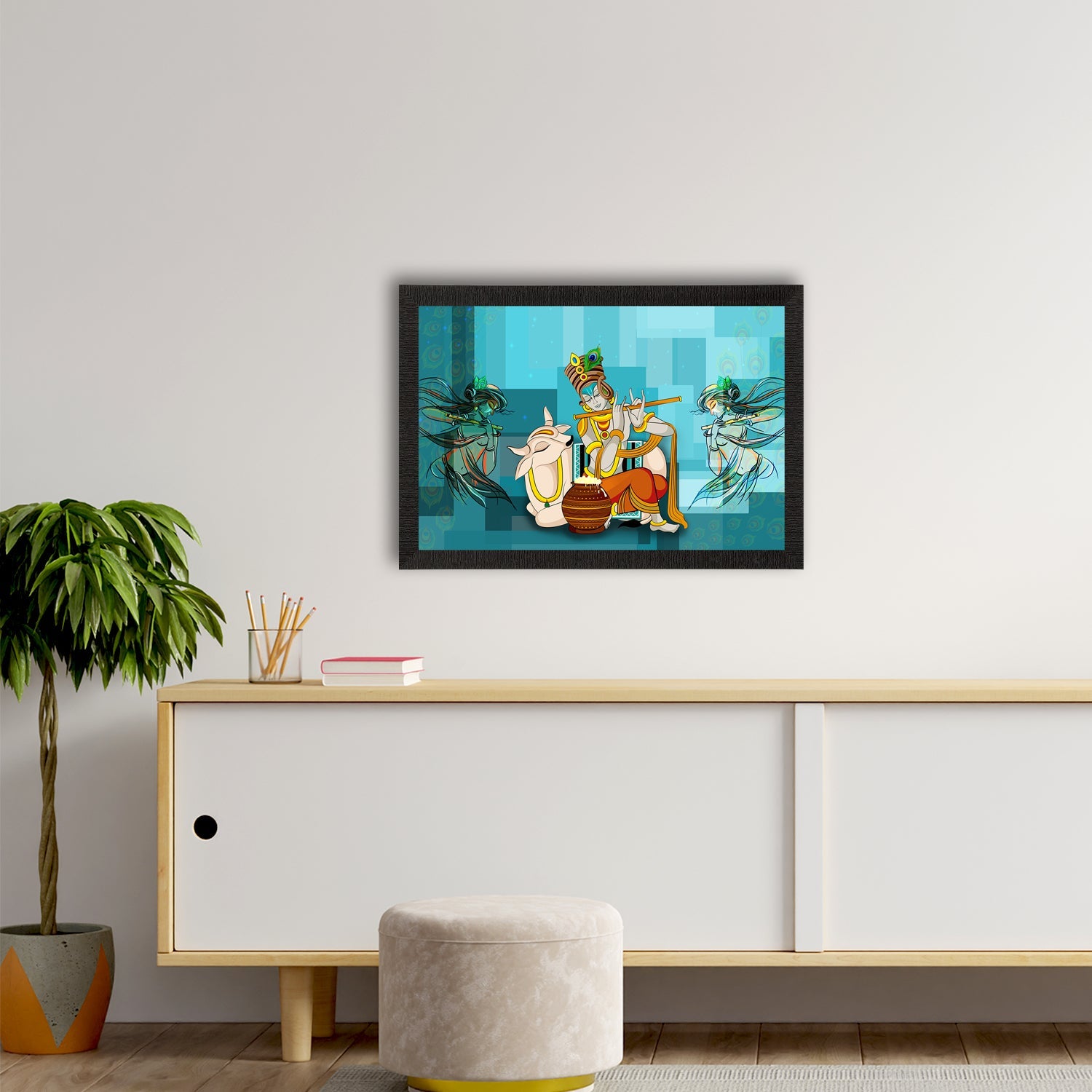 Lord Krishna Satin Matt Texture UV Art Painting Kafalo