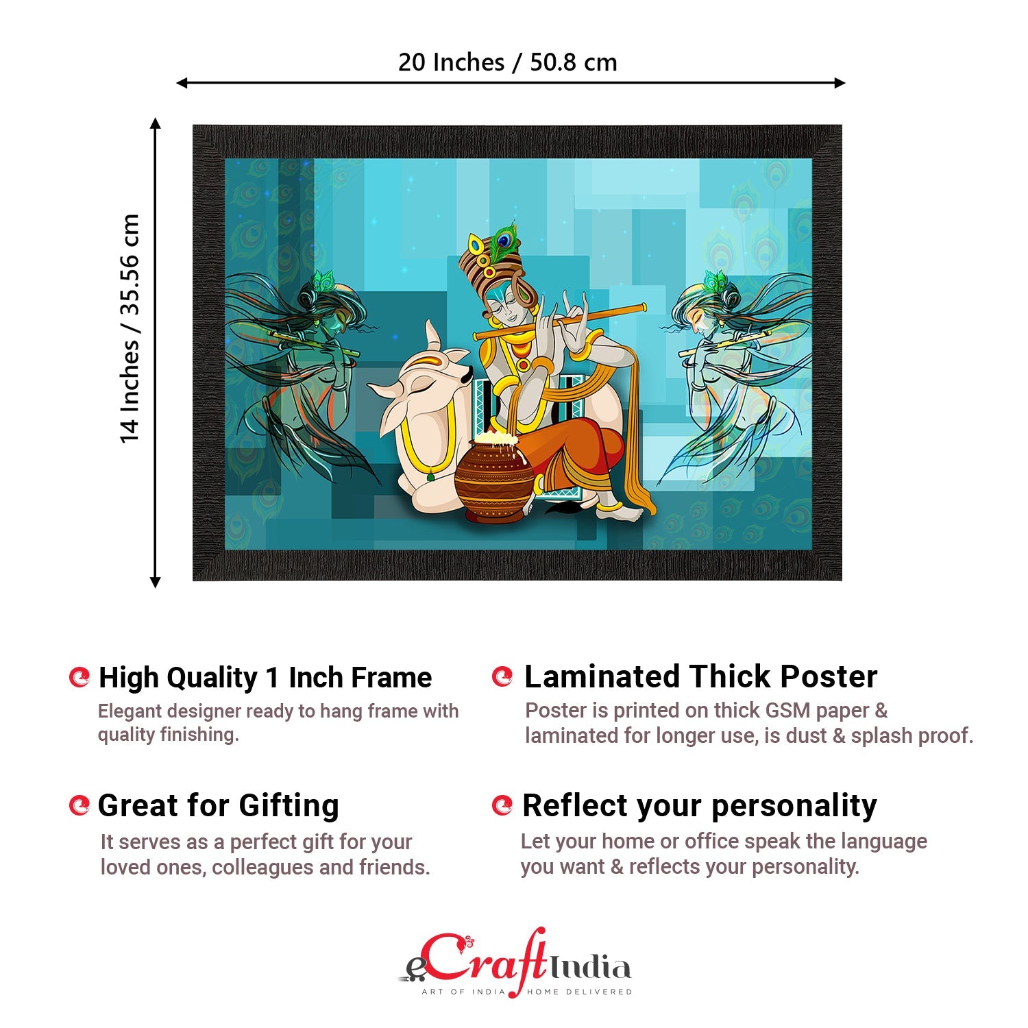 Lord Krishna Satin Matt Texture UV Art Painting Kafalo