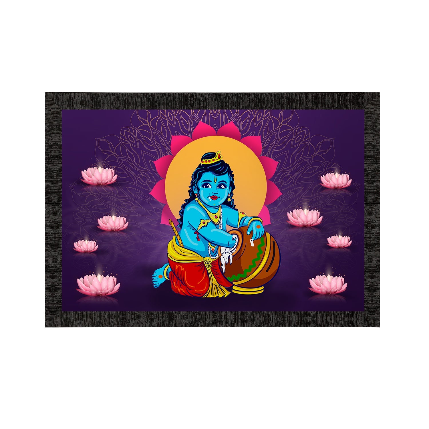 Lord Krishna Satin Matt Texture UV Art Painting Kafalo