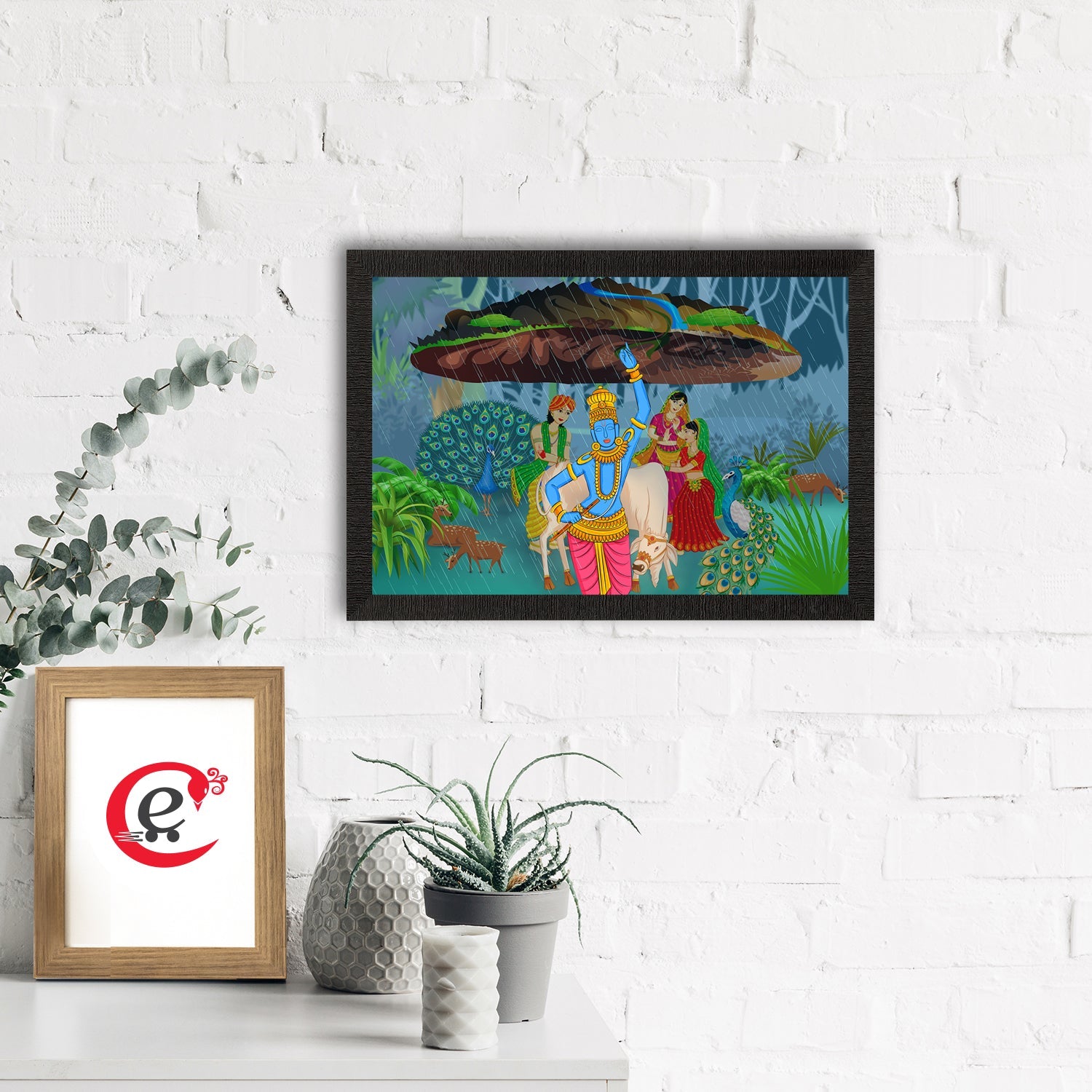 Lord Krishna Satin Matt Texture UV Art Painting Kafalo