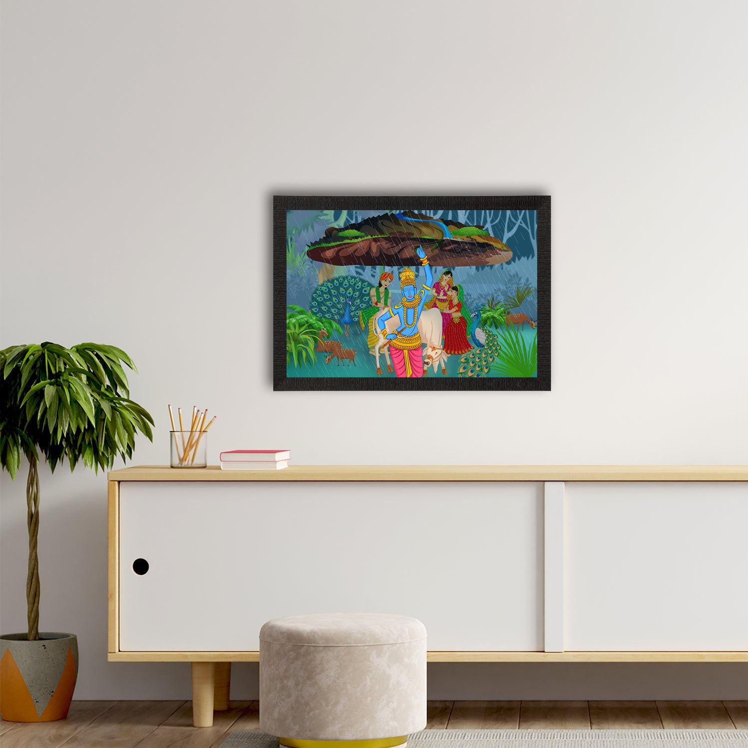 Lord Krishna Satin Matt Texture UV Art Painting Kafalo