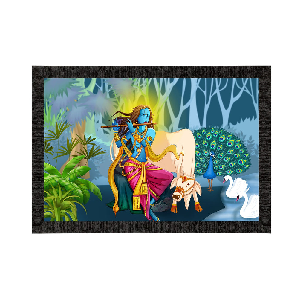 Lord Krishna Satin Matt Texture UV Art Painting Kafalo