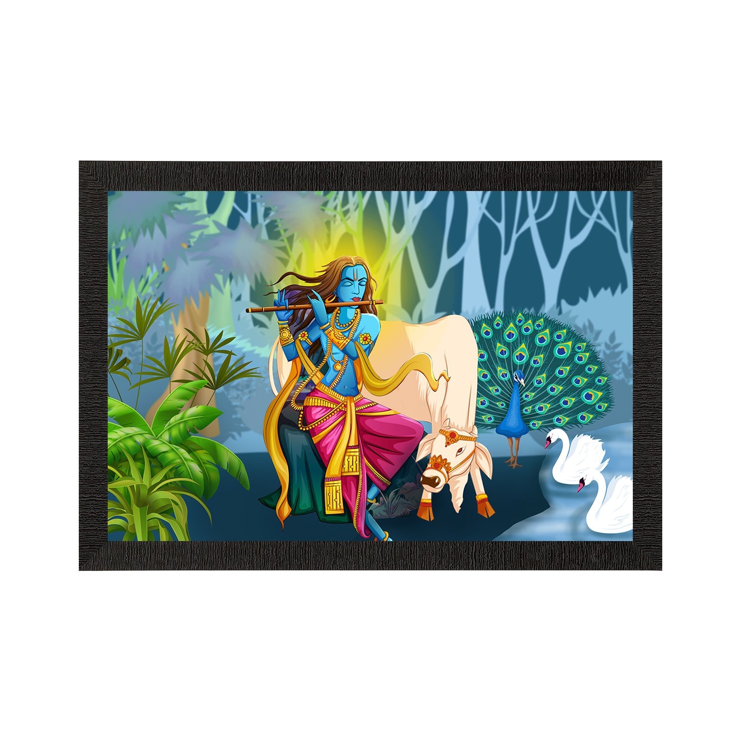Lord Krishna Satin Matt Texture UV Art Painting Kafalo