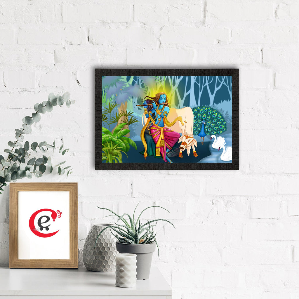 Lord Krishna Satin Matt Texture UV Art Painting Kafalo