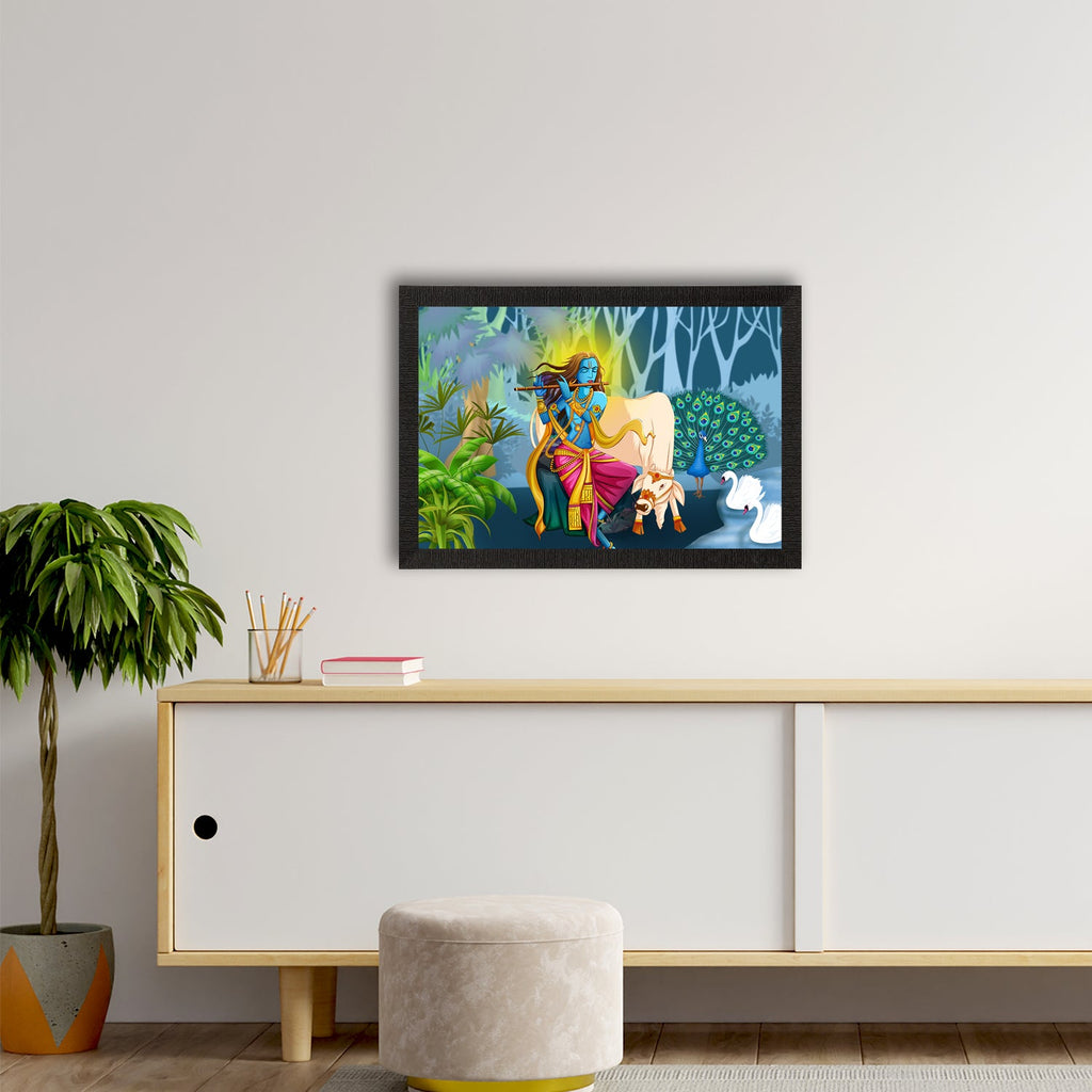 Lord Krishna Satin Matt Texture UV Art Painting Kafalo