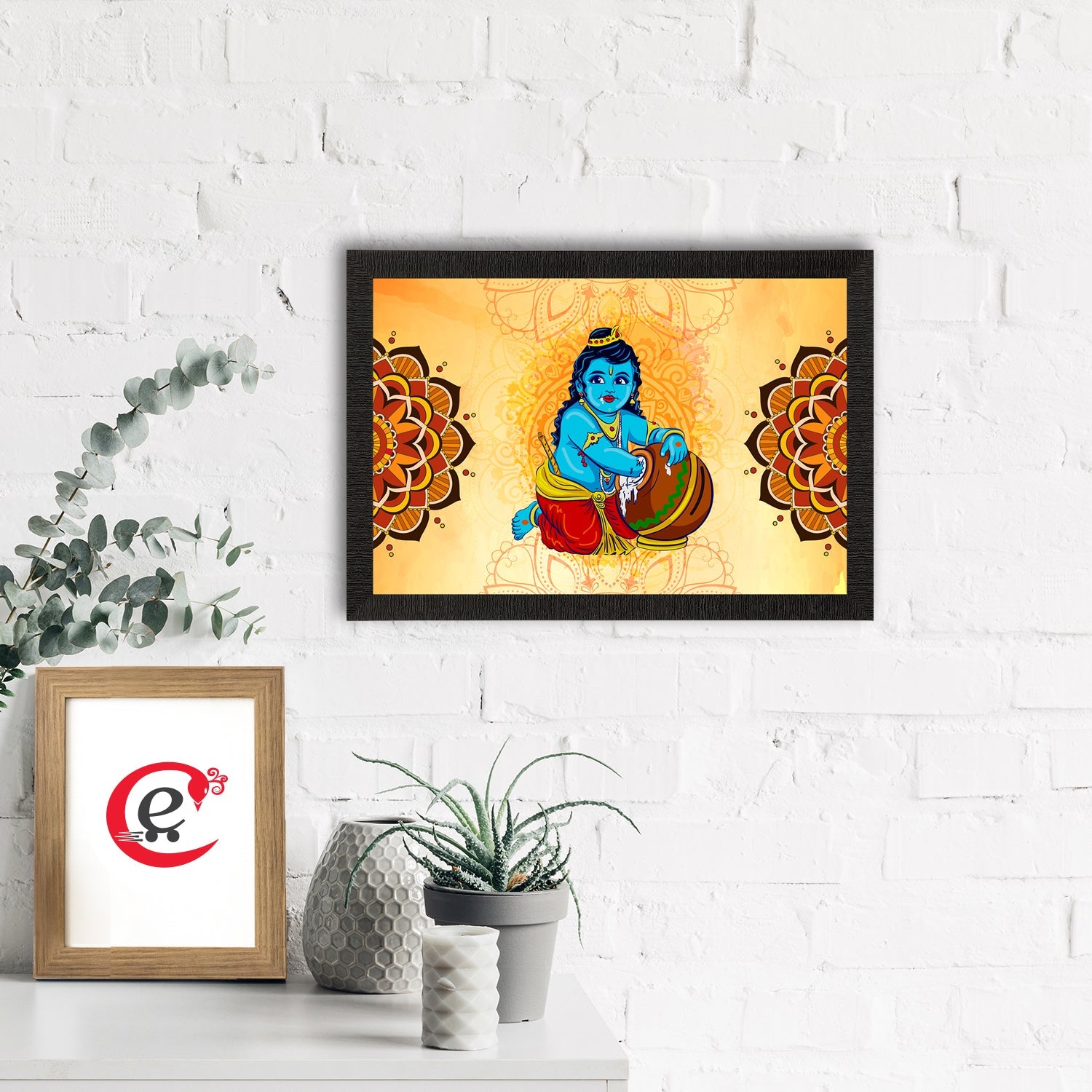 Lord Krishna Satin Matt Texture UV Art Painting Kafalo