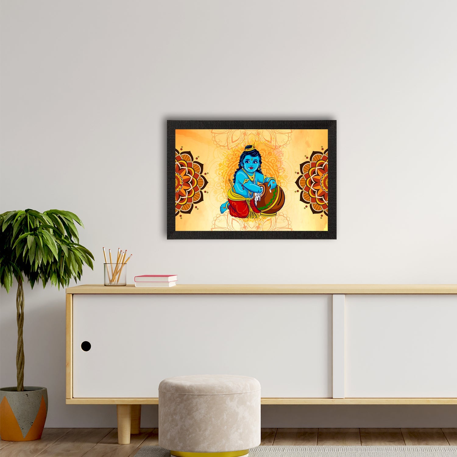 Lord Krishna Satin Matt Texture UV Art Painting Kafalo