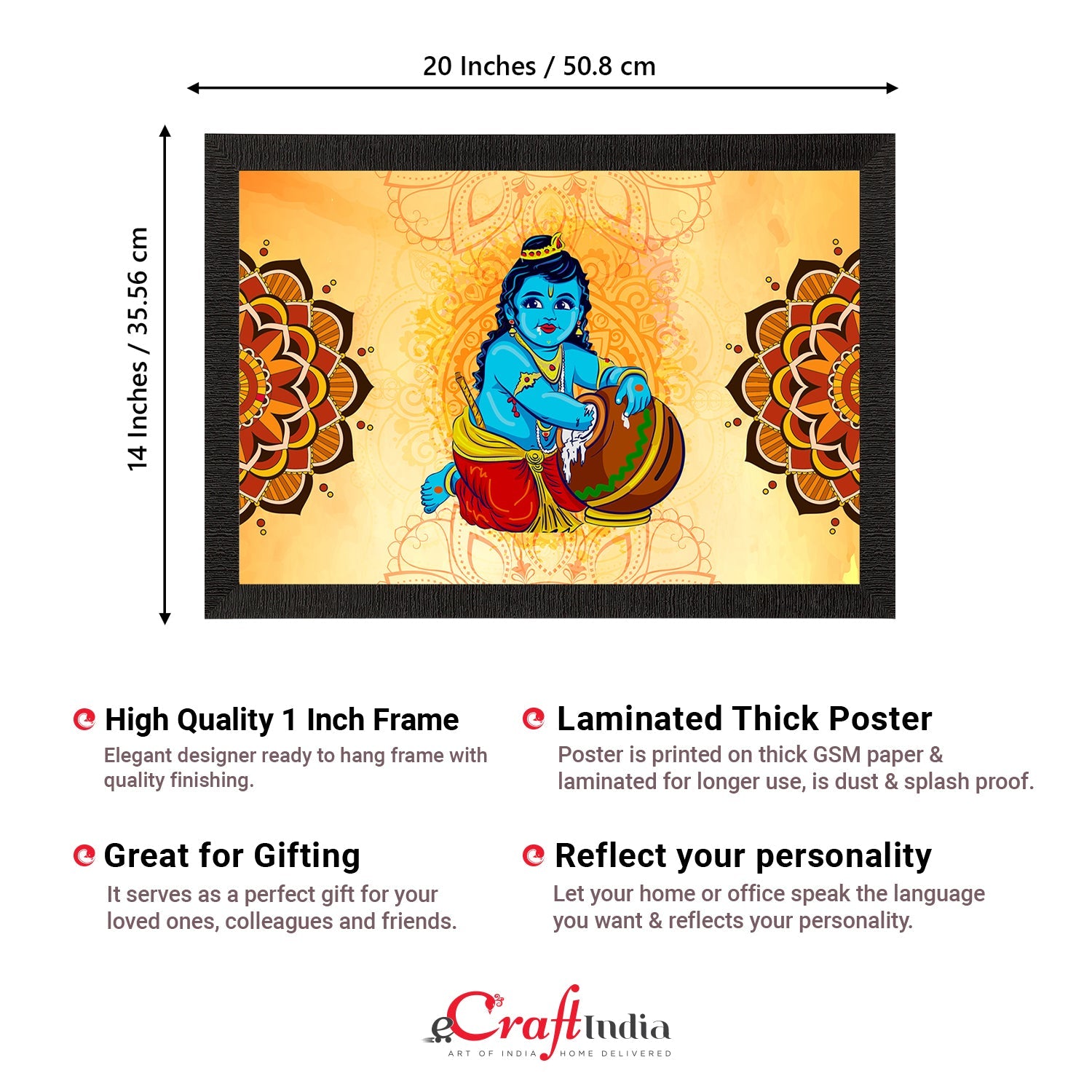 Lord Krishna Satin Matt Texture UV Art Painting Kafalo