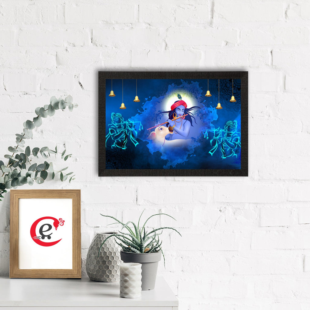 Lord Krishna Satin Matt Texture UV Art Painting Kafalo