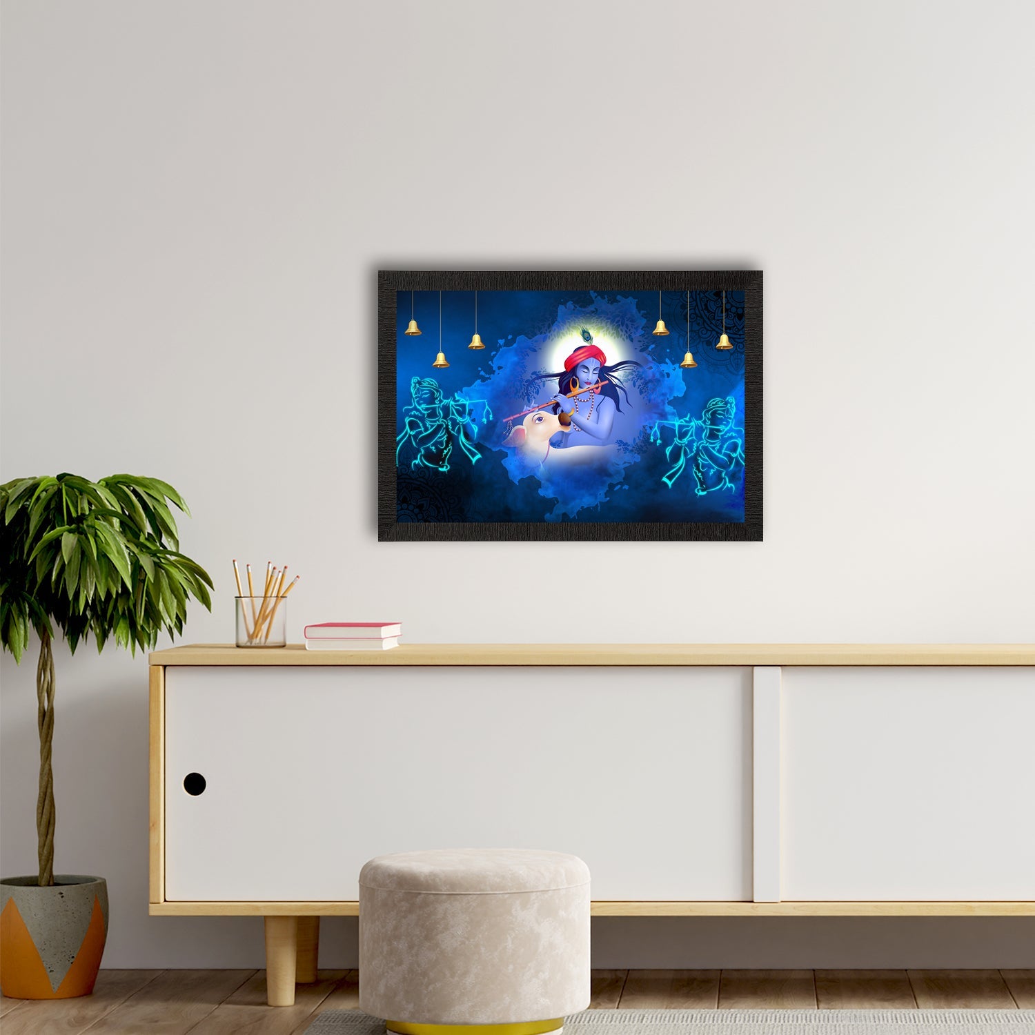 Lord Krishna Satin Matt Texture UV Art Painting Kafalo