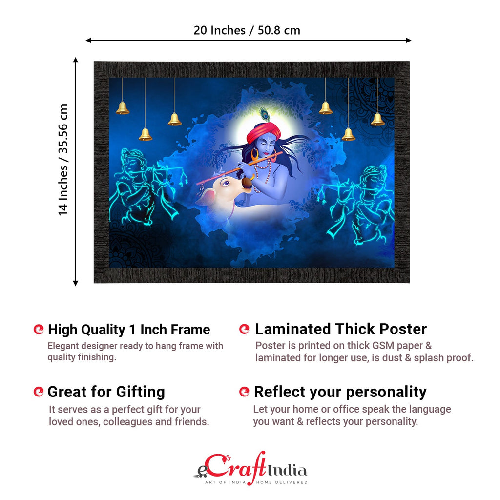 Lord Krishna Satin Matt Texture UV Art Painting Kafalo
