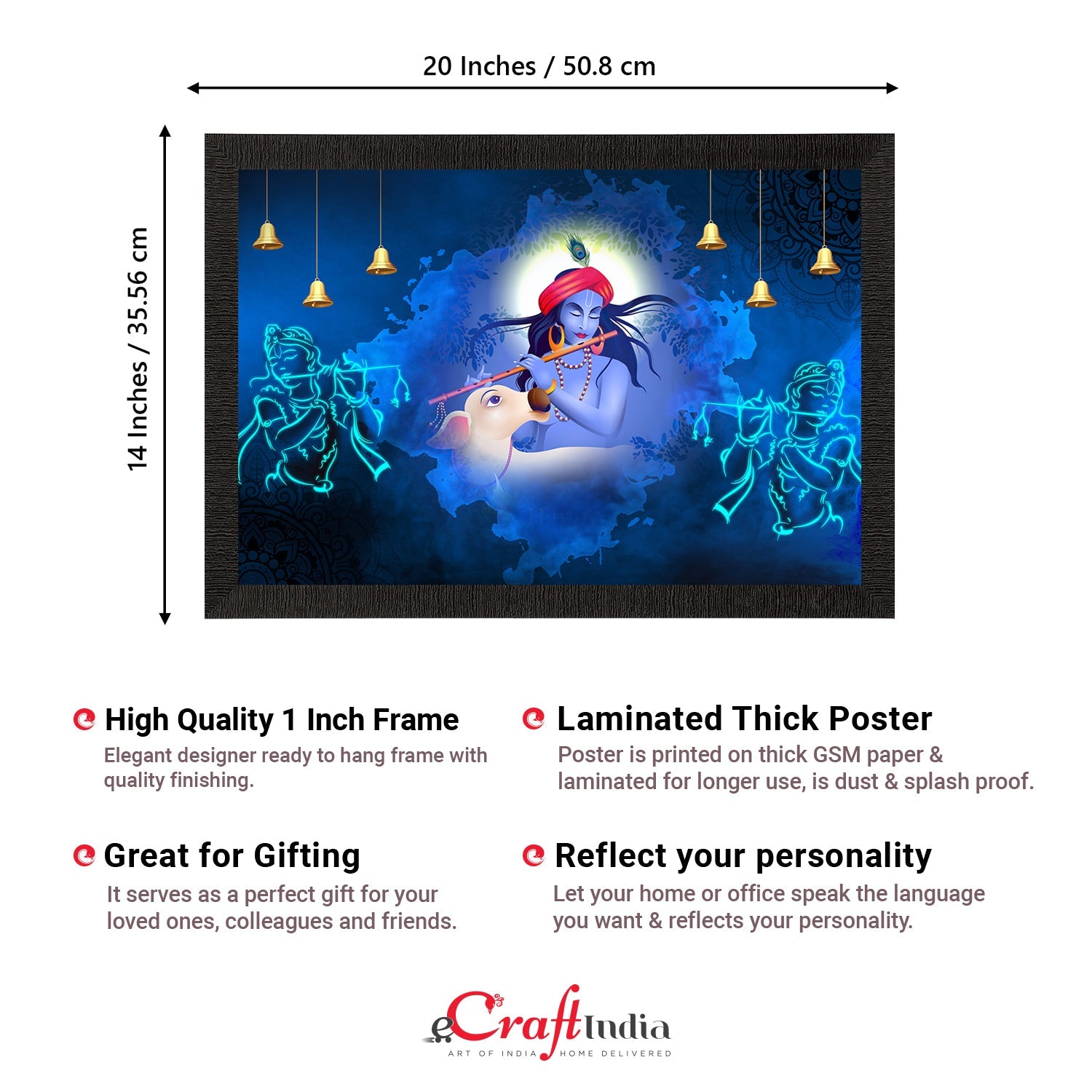 Lord Krishna Satin Matt Texture UV Art Painting Kafalo