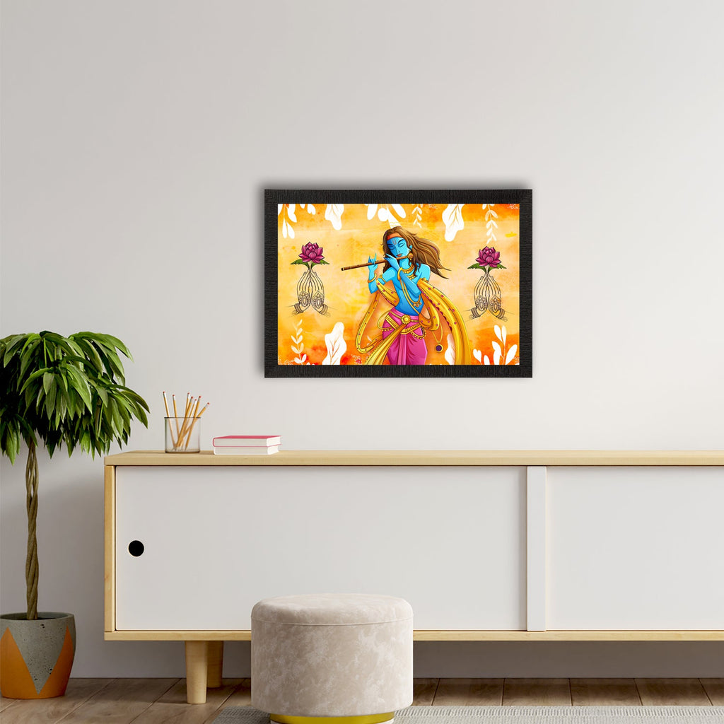 Lord Krishna Satin Matt Texture UV Art Painting Kafalo