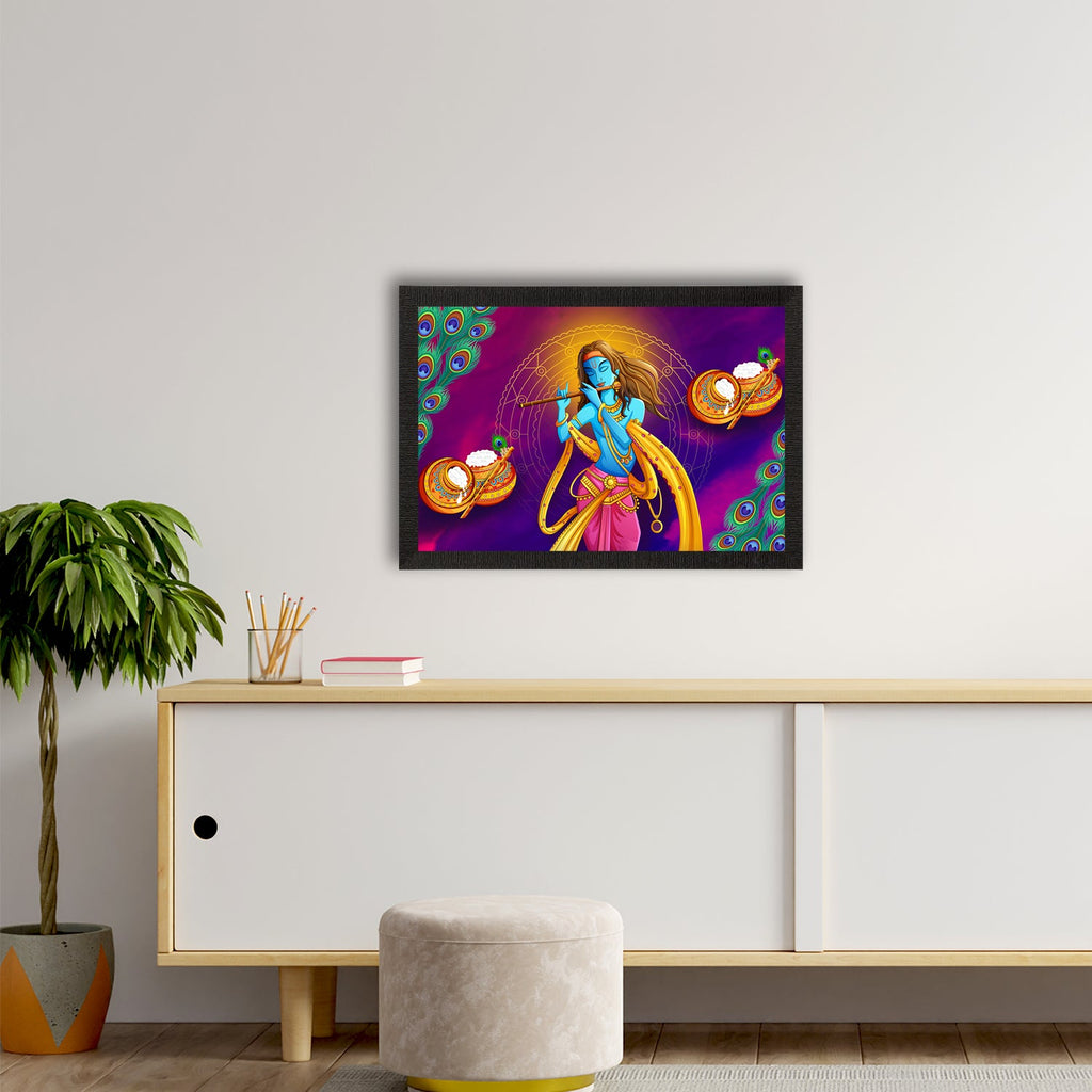 Lord Krishna Satin Matt Texture UV Art Painting Kafalo