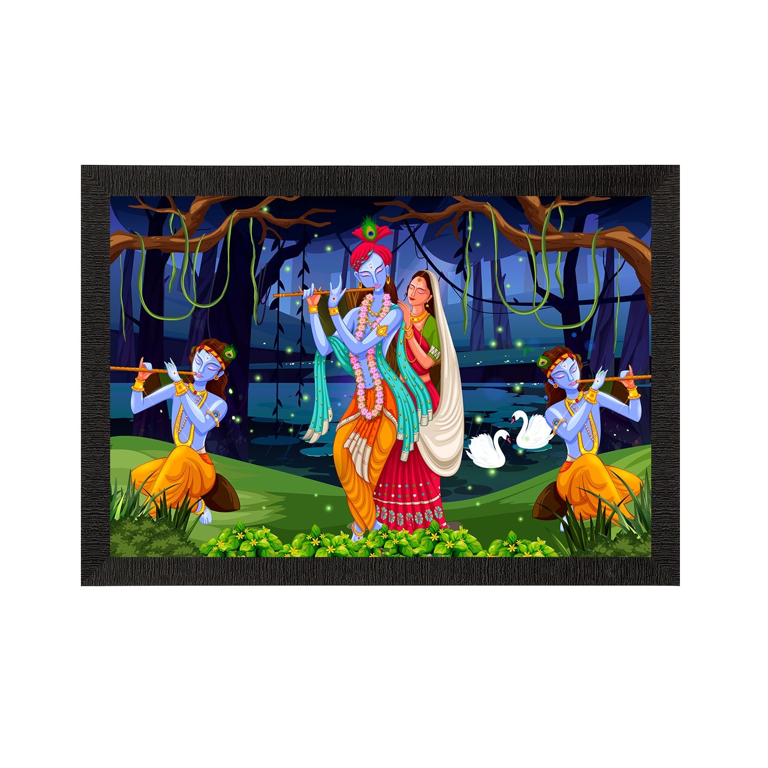 Lord Krishna Satin Matt Texture UV Art Painting Kafalo