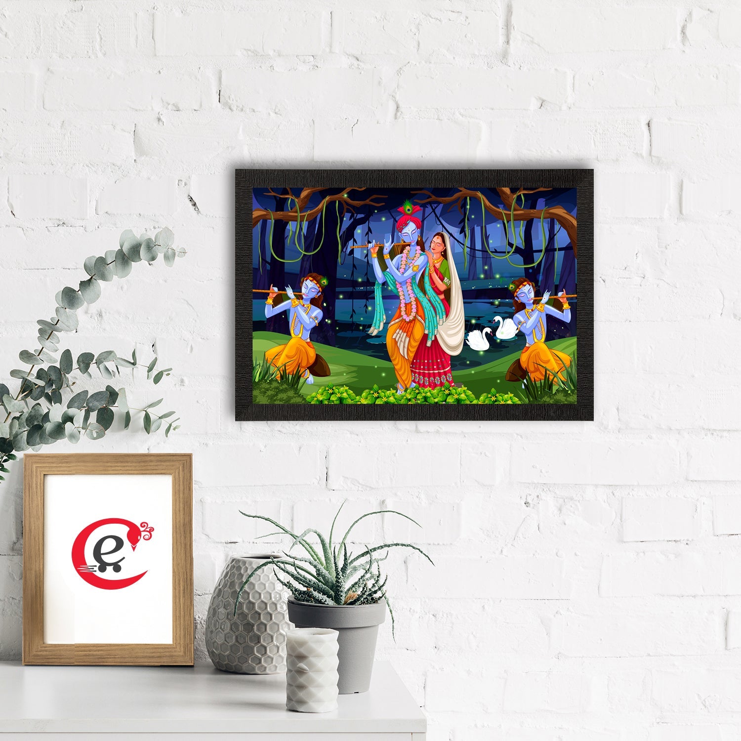 Lord Krishna Satin Matt Texture UV Art Painting Kafalo