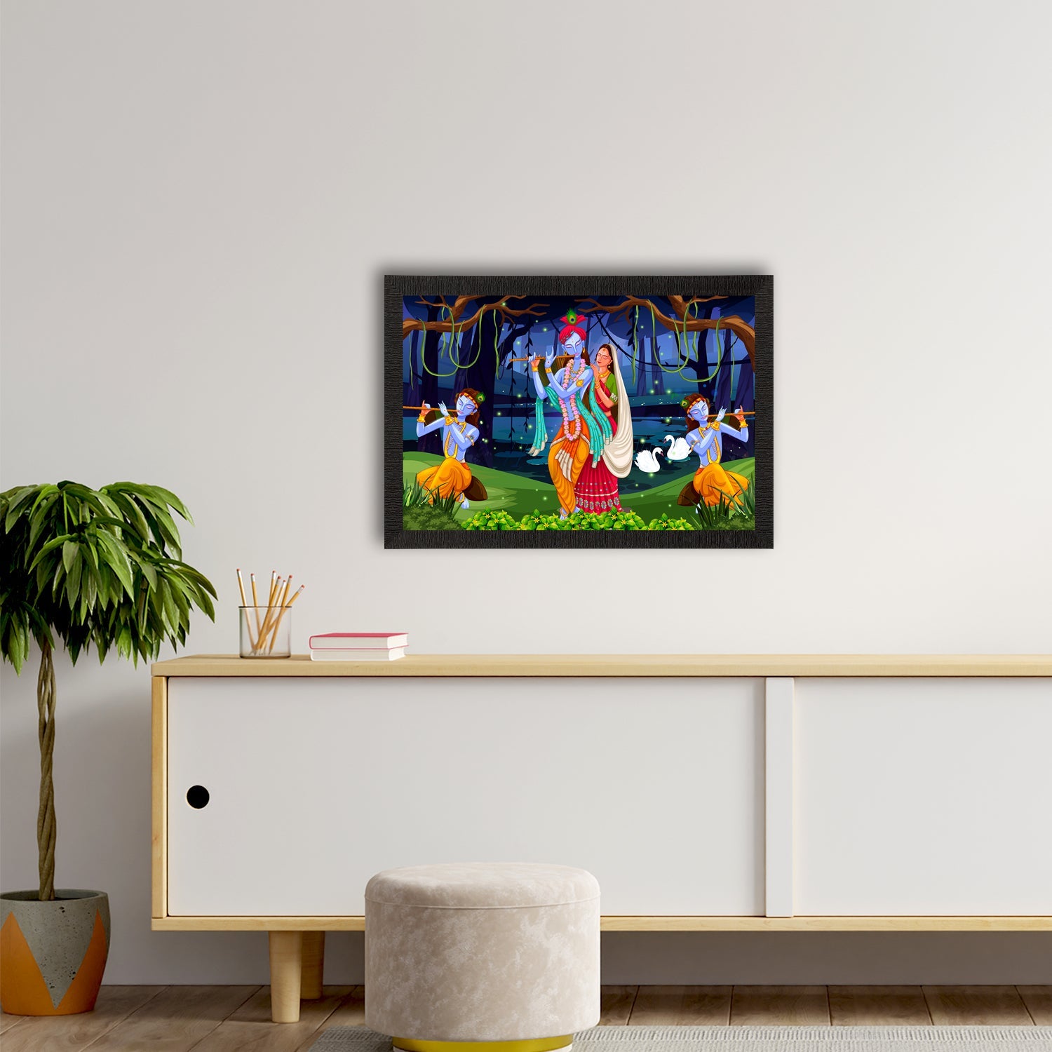 Lord Krishna Satin Matt Texture UV Art Painting Kafalo