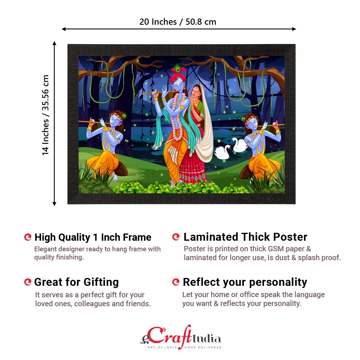 Lord Krishna Satin Matt Texture UV Art Painting Kafalo