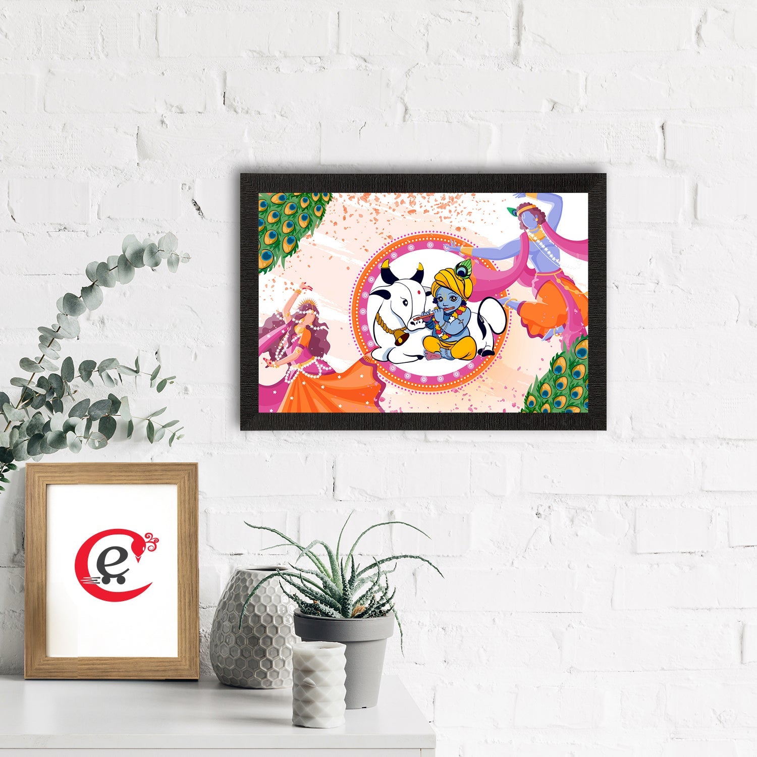 Lord Krishna Satin Matt Texture UV Art Painting Kafalo