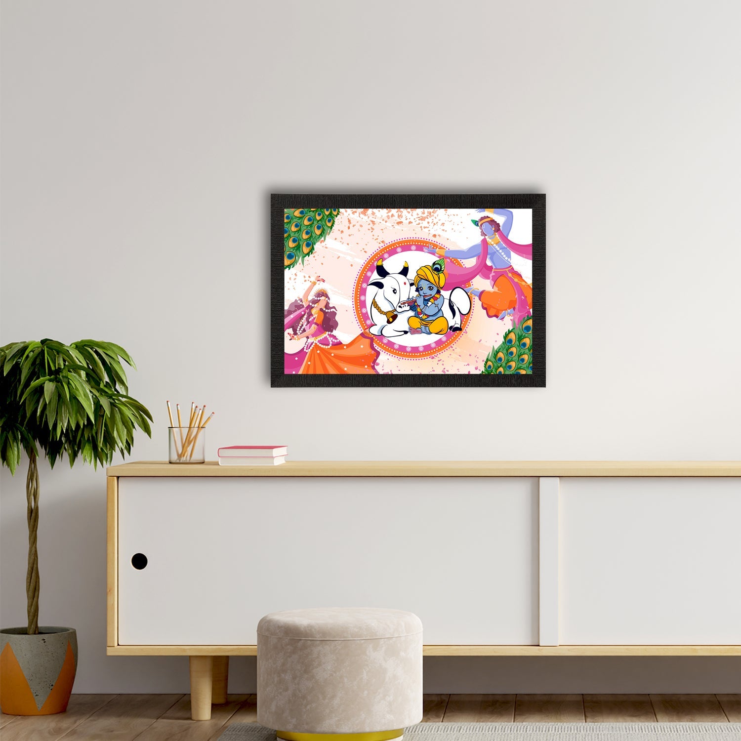 Lord Krishna Satin Matt Texture UV Art Painting Kafalo