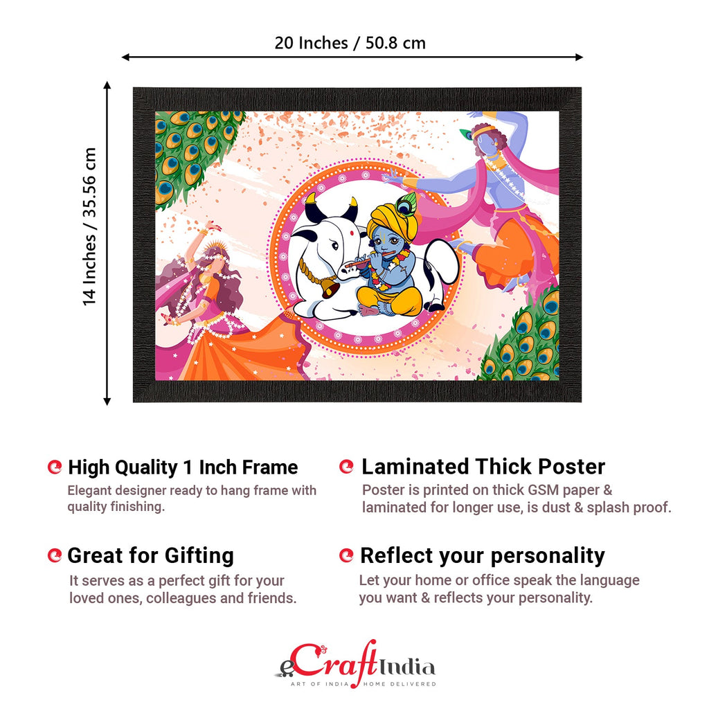 Lord Krishna Satin Matt Texture UV Art Painting Kafalo