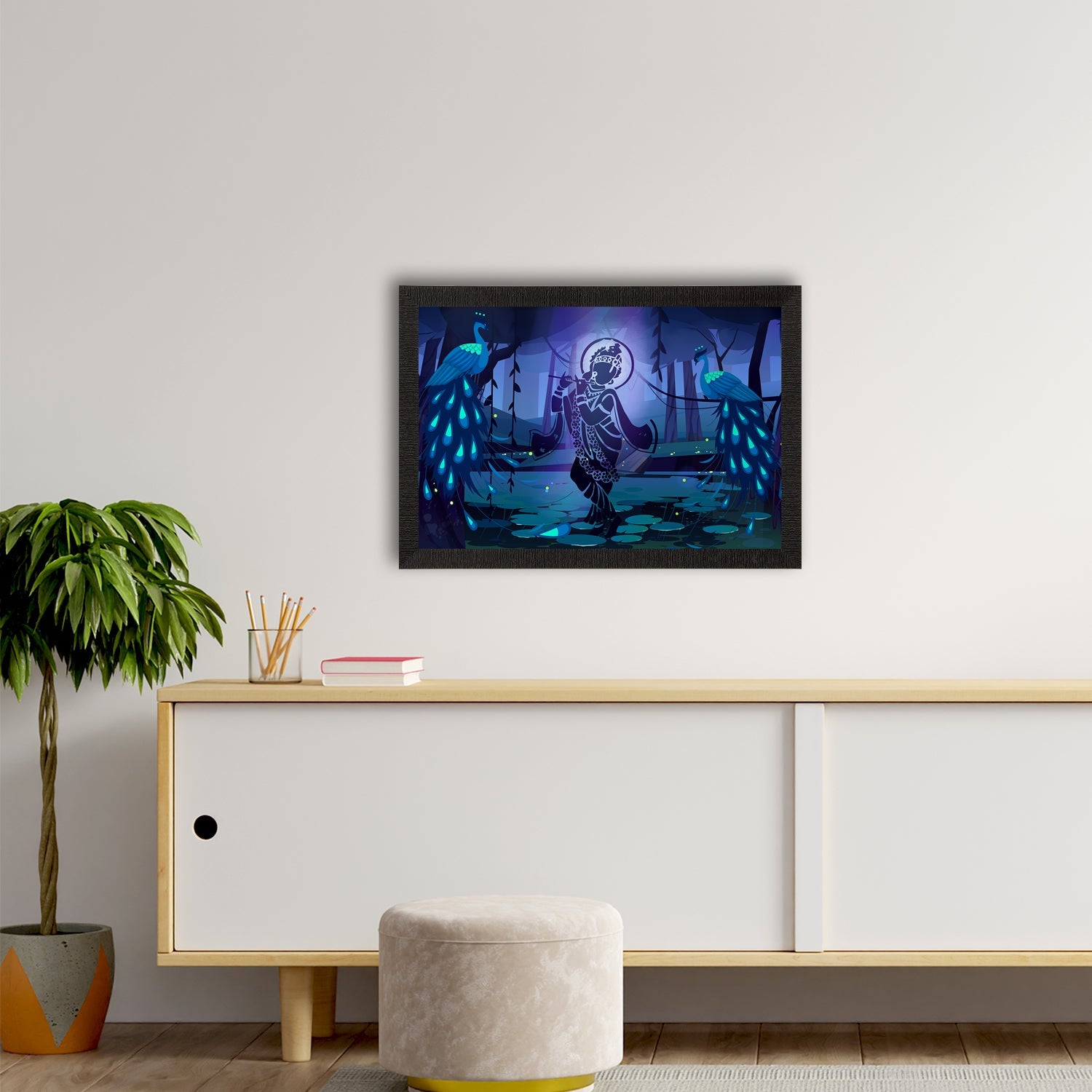 Lord Krishna Satin Matt Texture UV Art Painting Kafalo