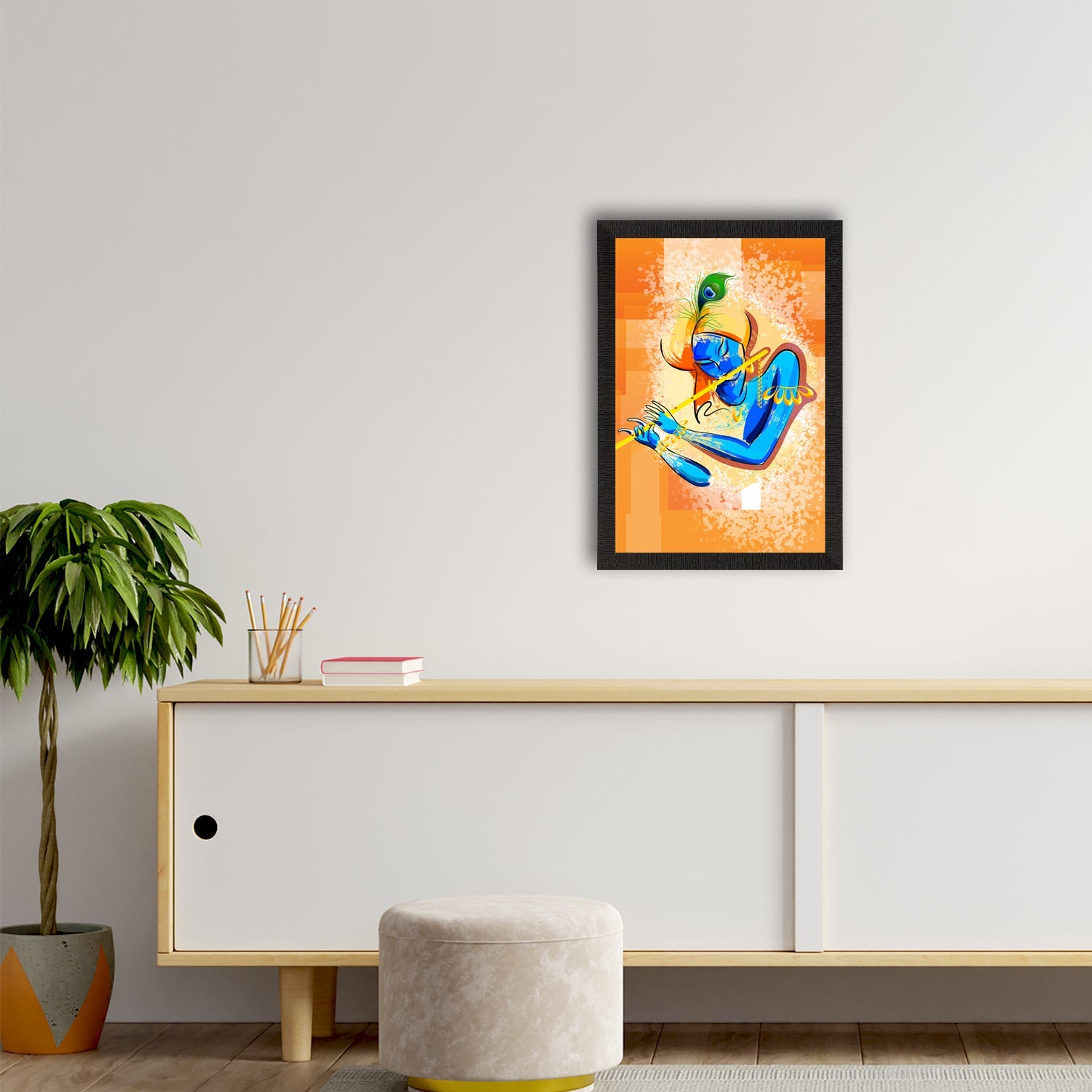 Lord Krishna Satin Matt Texture UV Art Painting Kafalo