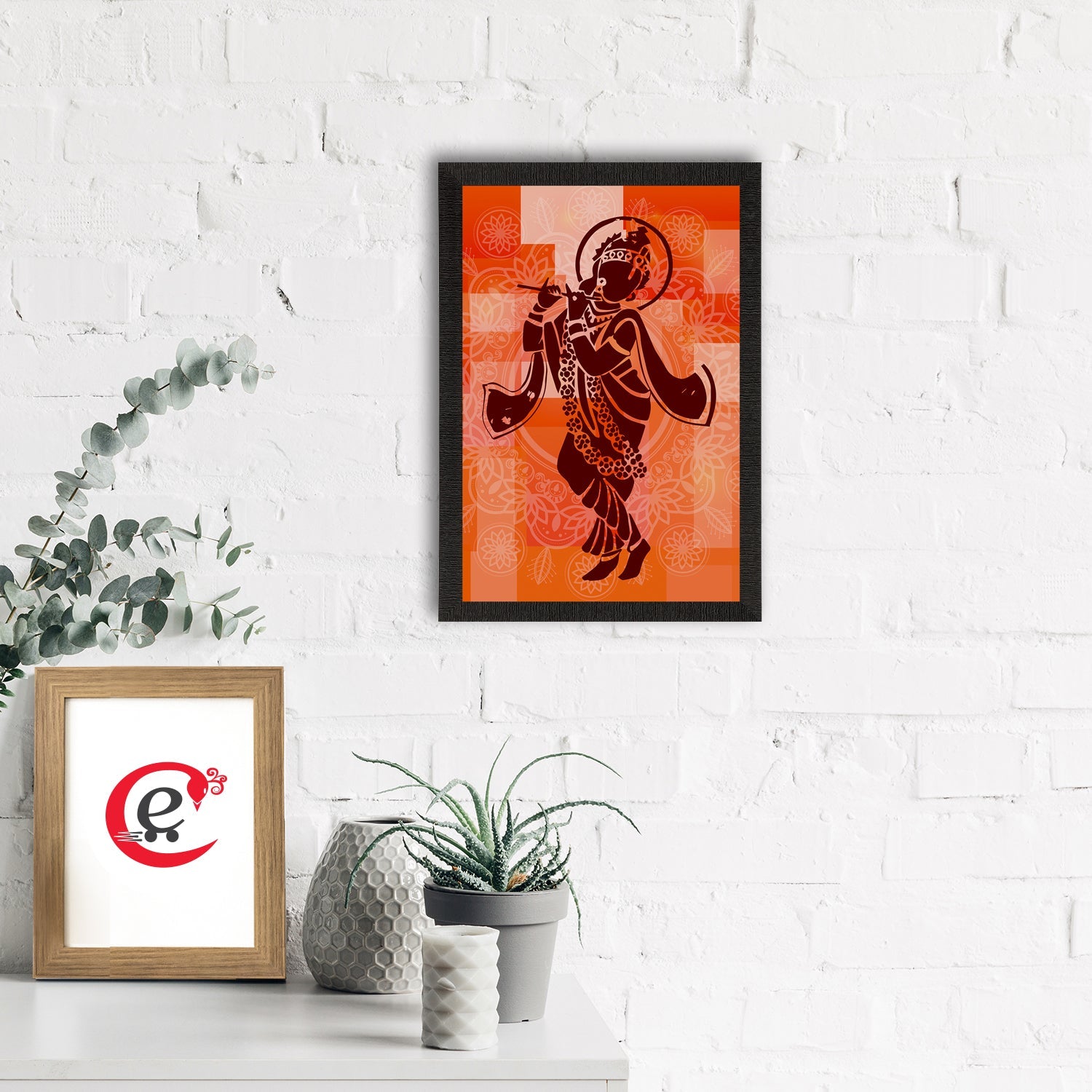 Lord Krishna Playing Flute Painting Digital Printed Religious Wall Art Kafalo