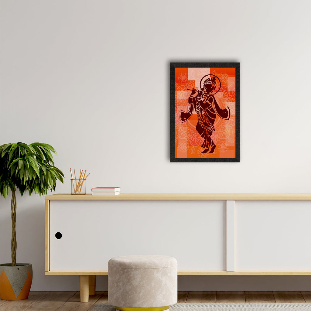 Lord Krishna Playing Flute Painting Digital Printed Religious Wall Art Kafalo