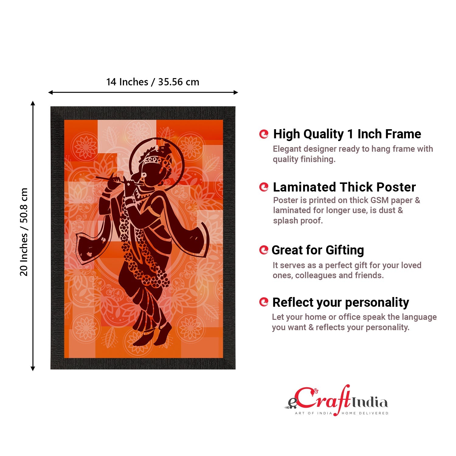 Lord Krishna Playing Flute Painting Digital Printed Religious Wall Art Kafalo