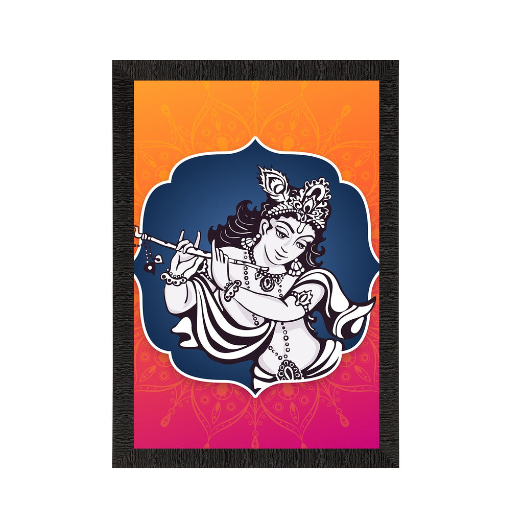Lord Krishna Playing Flute Painting Digital Printed Religious Wall Art Kafalo