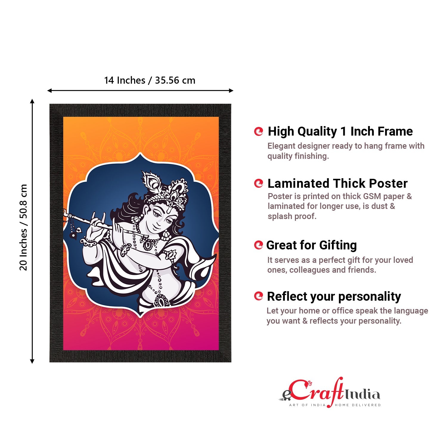 Lord Krishna Playing Flute Painting Digital Printed Religious Wall Art Kafalo