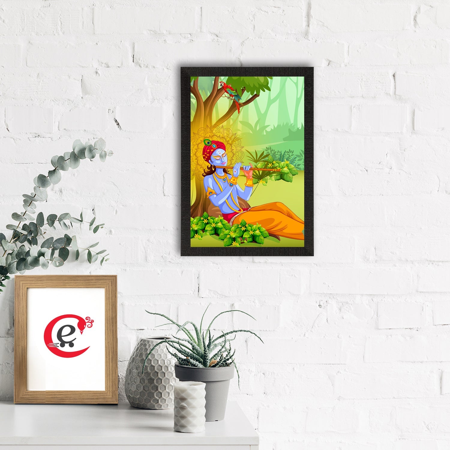 Lord Krishna Satin Matt Texture UV Art Painting Kafalo