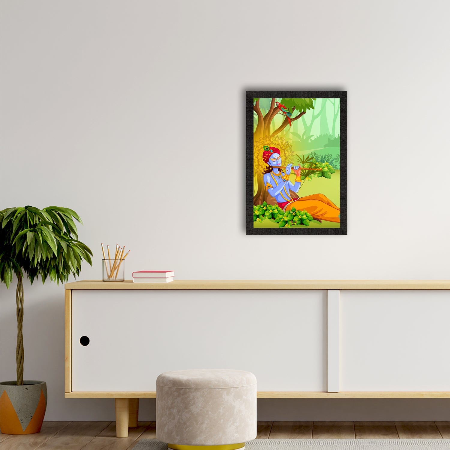 Lord Krishna Satin Matt Texture UV Art Painting Kafalo