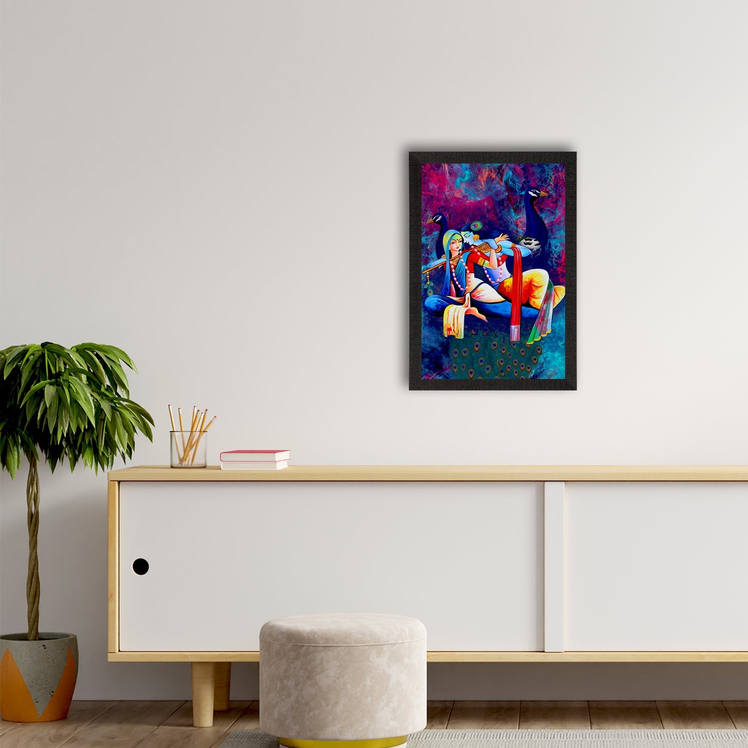Lord Krishna Satin Matt Texture UV Art Painting Kafalo
