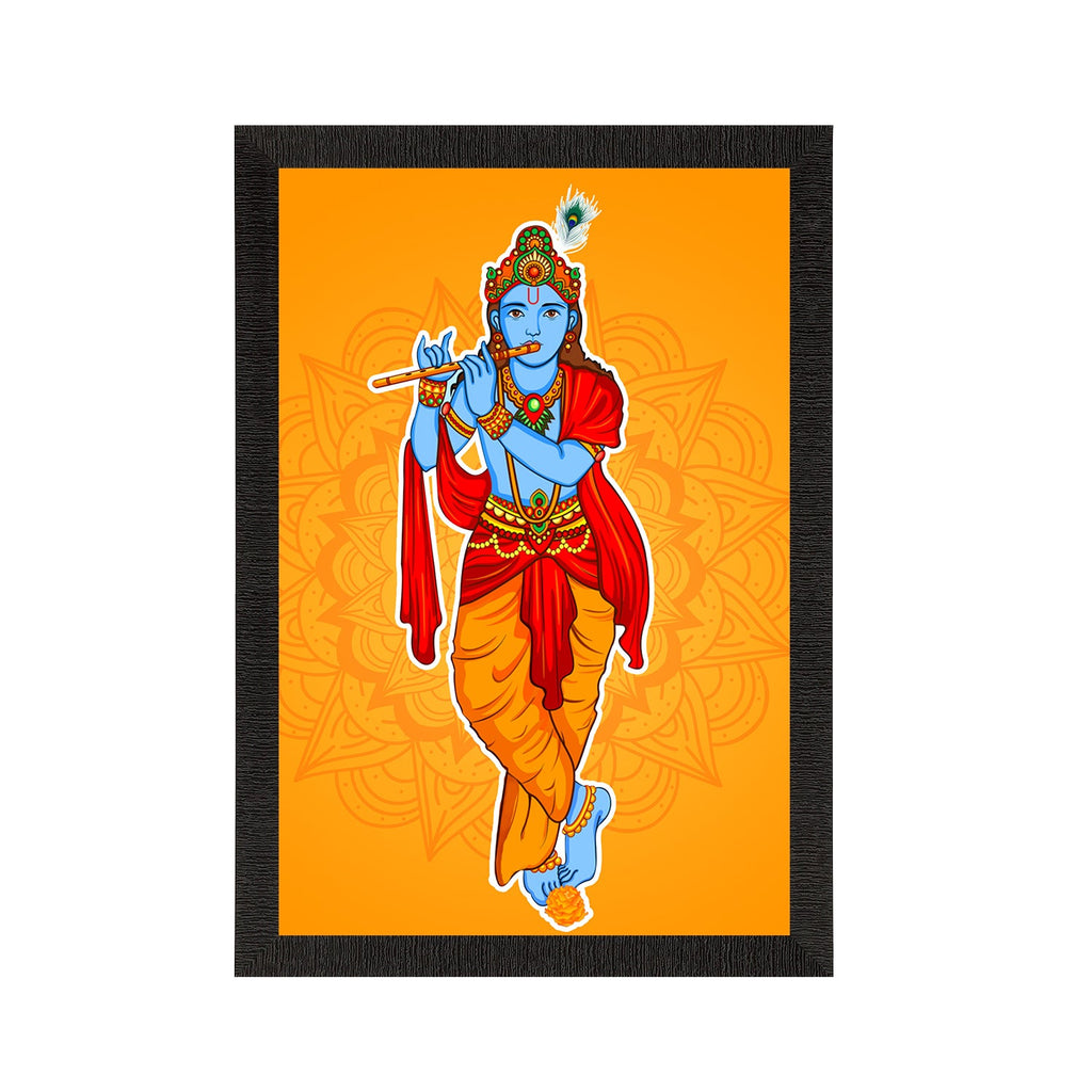 Lord Krishna Playing Flute Painting Digital Printed Religious Wall Art Kafalo