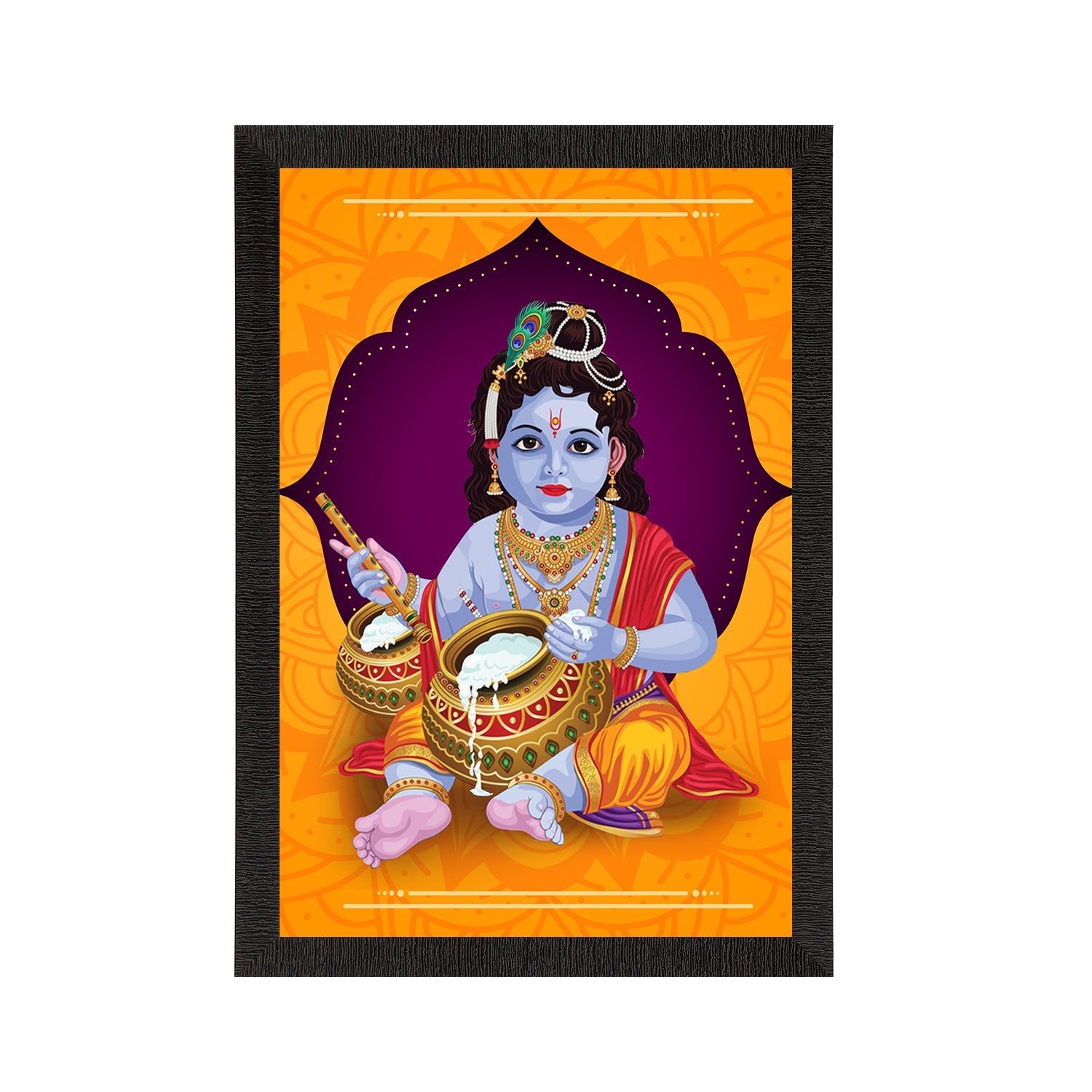 Lord Krishna Satin Matt Texture UV Art Painting Kafalo