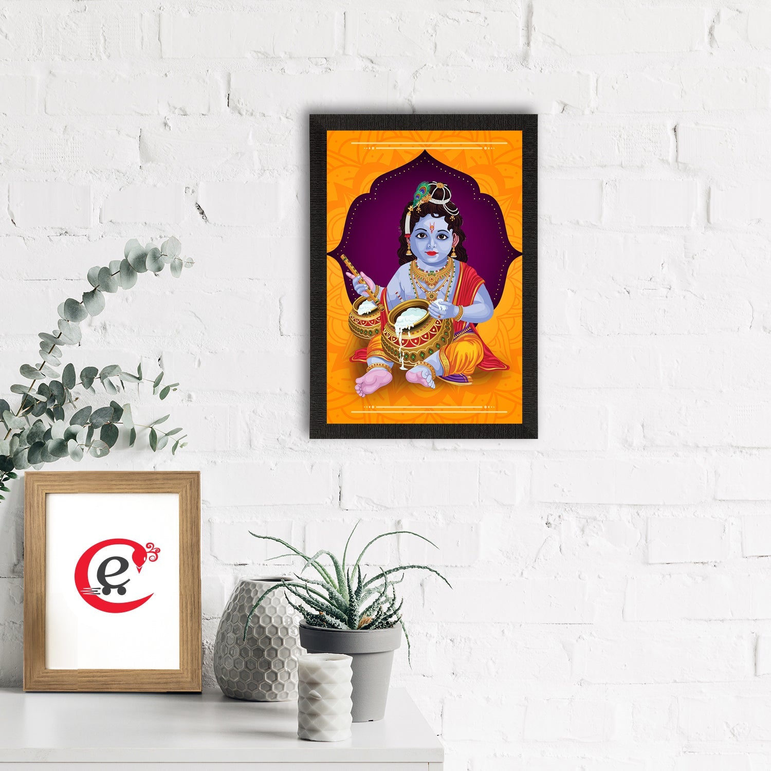 Lord Krishna Satin Matt Texture UV Art Painting Kafalo
