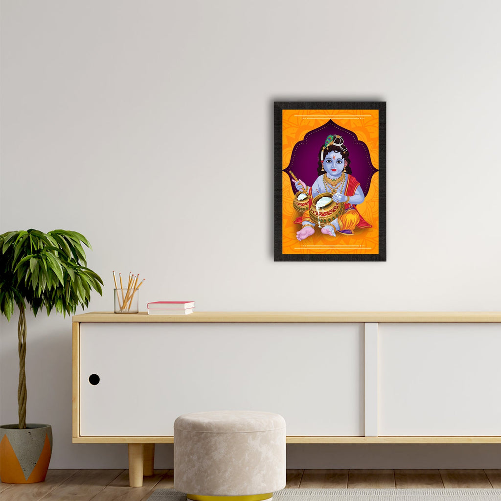 Lord Krishna Satin Matt Texture UV Art Painting Kafalo