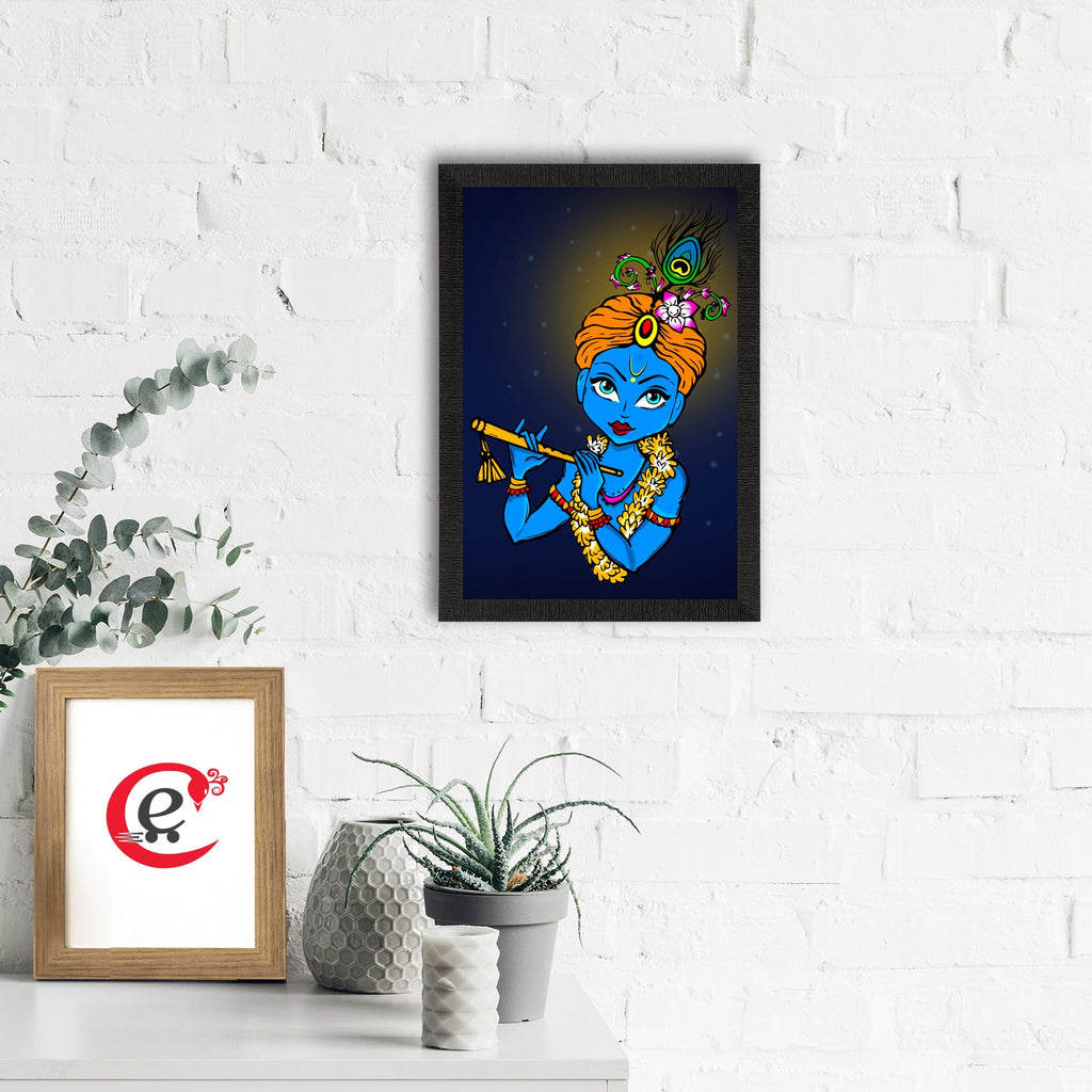 Lord Krishna Satin Matt Texture UV Art Painting Kafalo